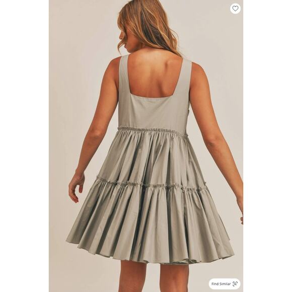 Mable Tiered Ruffle Sleeveless Mini Dress In Dusty Sage - Picture 10 of 10